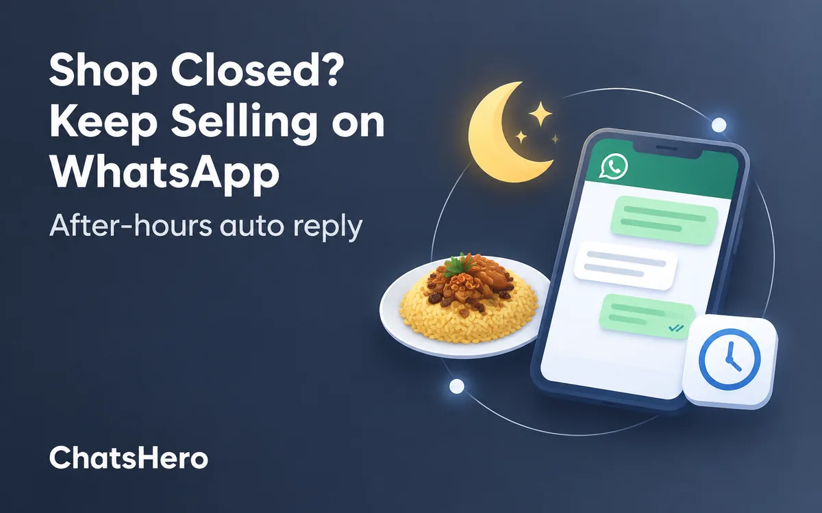 After hours WhatsApp auto reply – catering business answering a night-time enquiry with ChatsHero