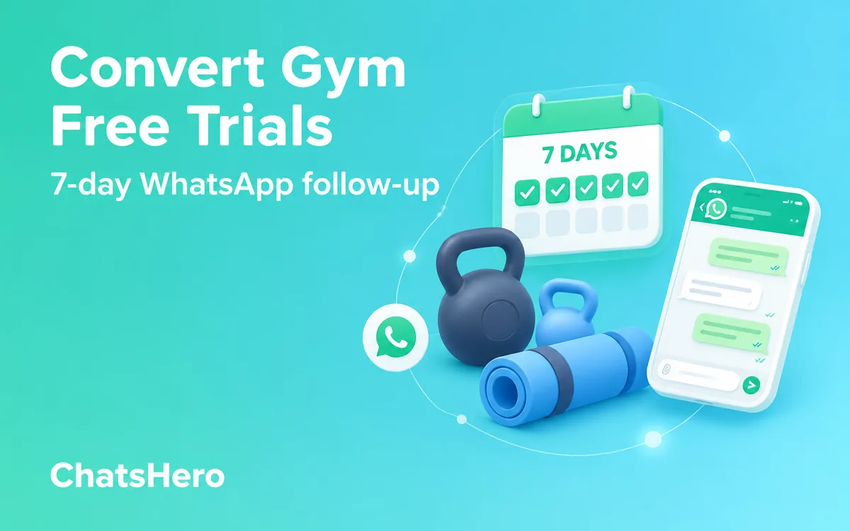 Gym free trial follow up on WhatsApp with a 7-day message sequence – ChatsHero
