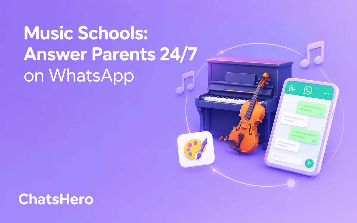 Music school WhatsApp enquiries answered 24/7 by an AI assistant – ChatsHero