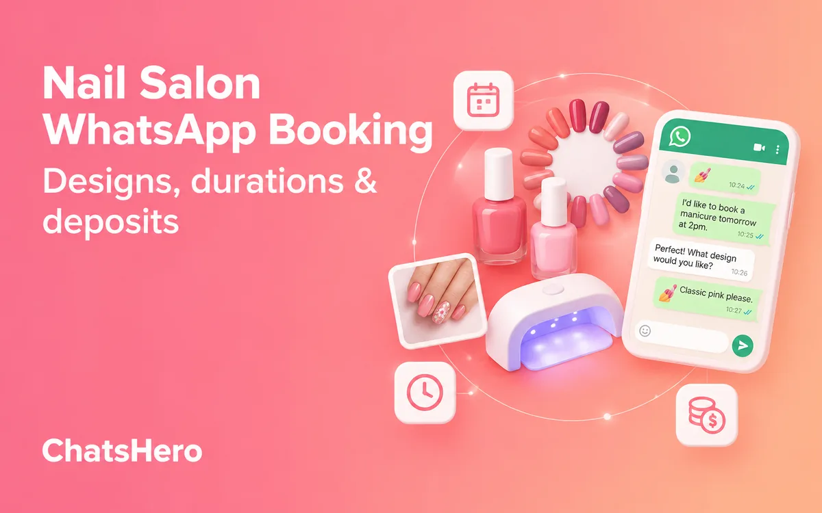 Nail salon WhatsApp booking with design photo and deposit – ChatsHero