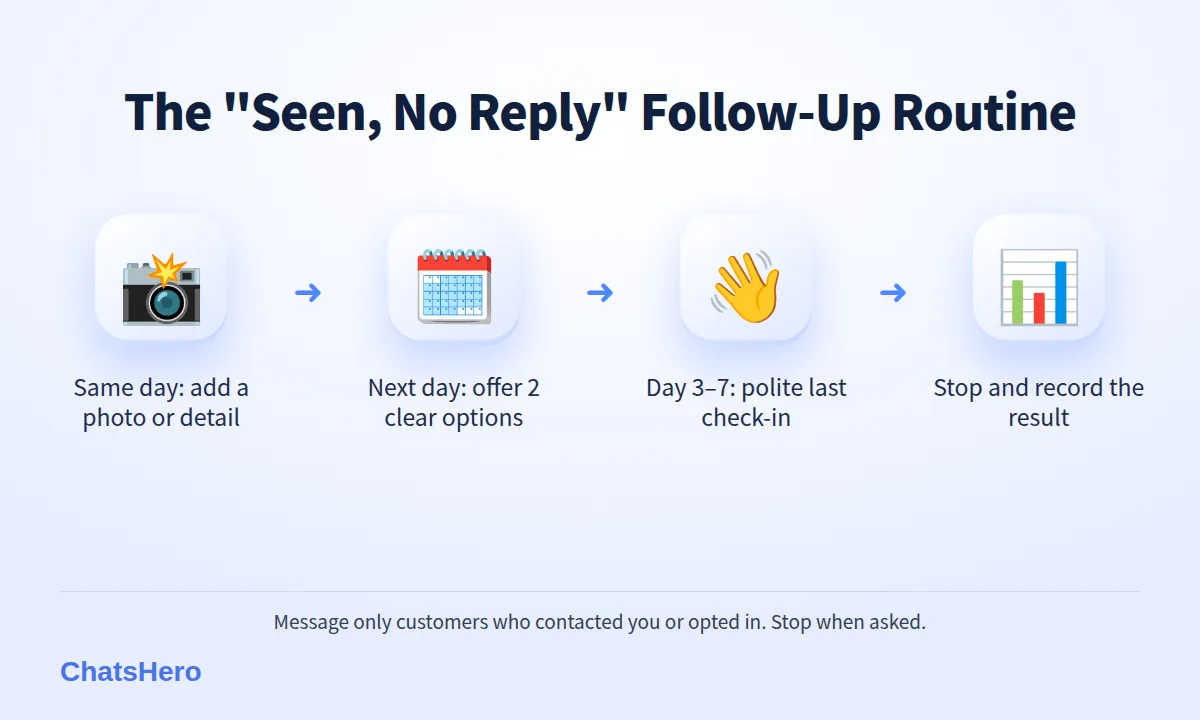 Four-step WhatsApp follow-up routine for customers who read but did not reply
