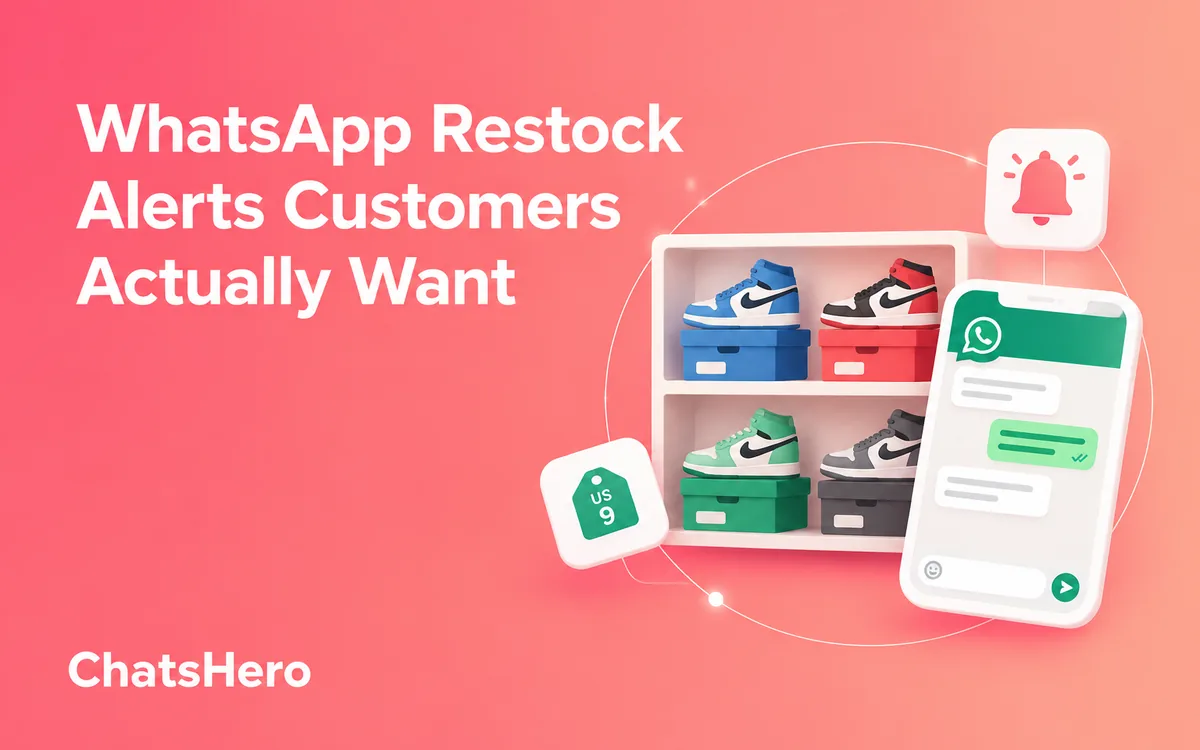 WhatsApp restock alert sent to customers on a back-in-stock waitlist – ChatsHero
