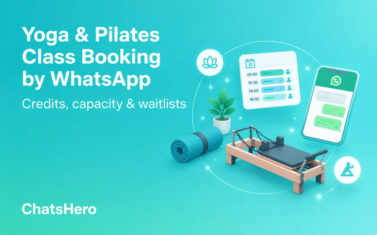 Yoga studio booking on WhatsApp for yoga and Pilates classes with class credits – ChatsHero